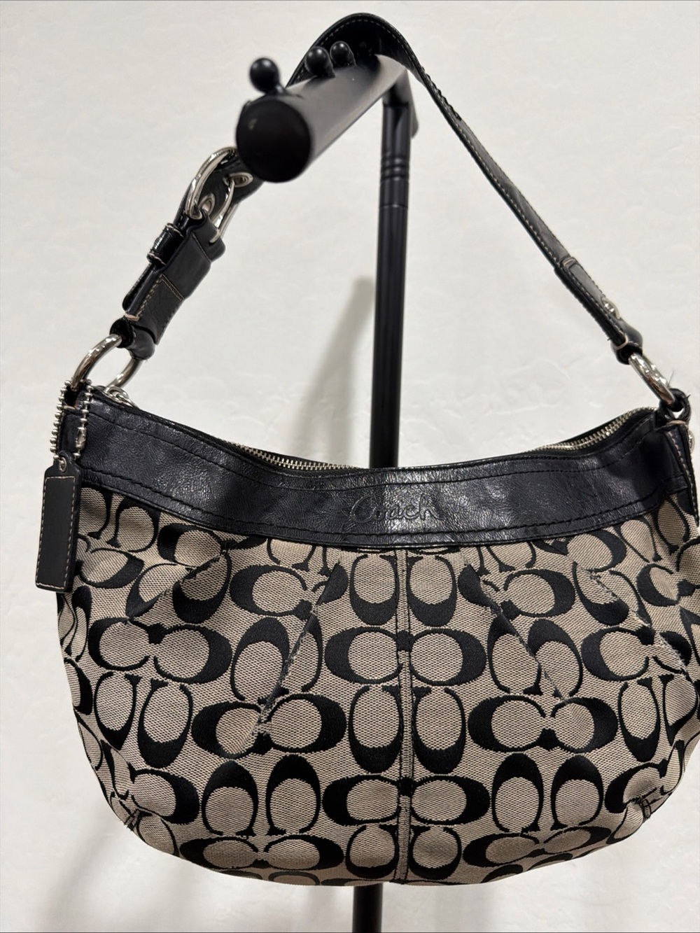 Vintage Coach Soho Signature Pleated Hobo Shoulder Bag